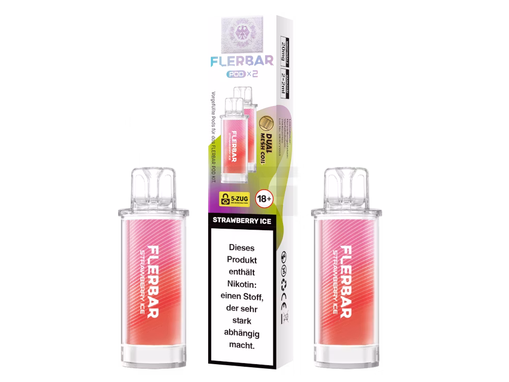 Flerbar - Prefilled Pod - 2ml - 2er Pack - Strawberry Ice Flerbar - Prefilled Pod - 2ml - 2er Pack - Strawberry Ice