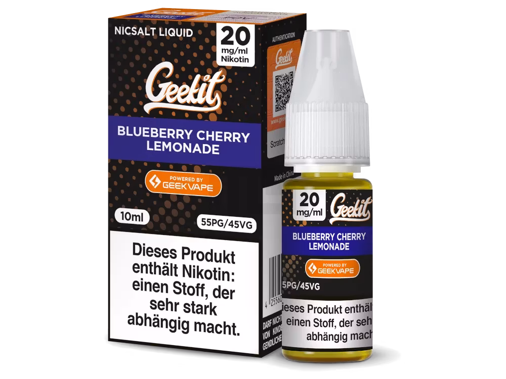 GeekVape - Geekit - Nikotinsalz Liquid - Blueberry Cherry Lemonade | Inhalt : 10ml | Nikotinsalz-Stärke : 20mg | Paketgröße : 1er Packung GeekVape - Geekit - Nikotinsalz Liquid - Blueberry Cherry Lemonade | Inhalt : 10ml | Nikotinsalz-Stärke : 20mg | Paketgröße : 1er Packung