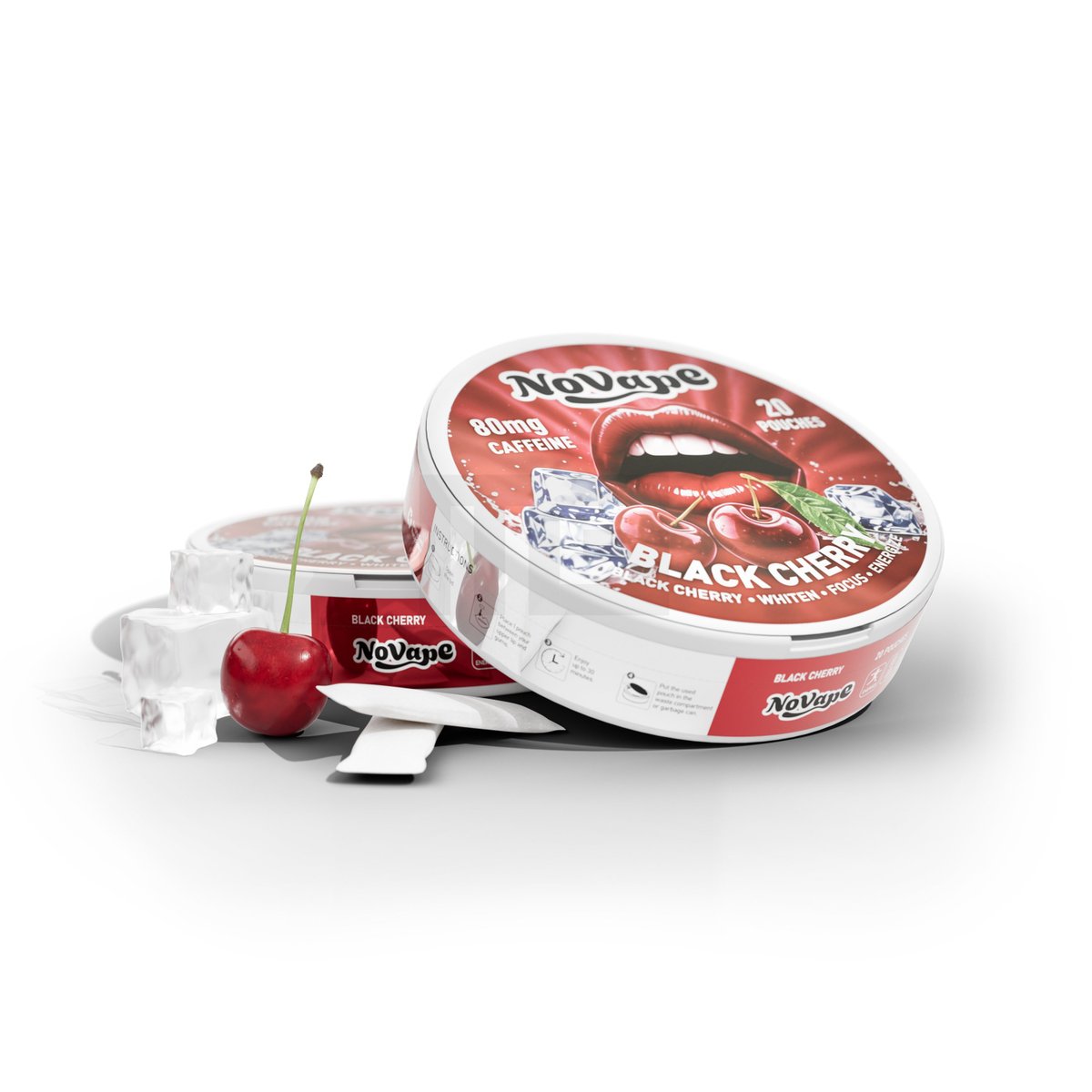 NoVape - Koffein Pouches - Black Cherry - 80mg - 20 Stück NoVape - Koffein Pouches - Black Cherry - 80mg - 20 Stück
