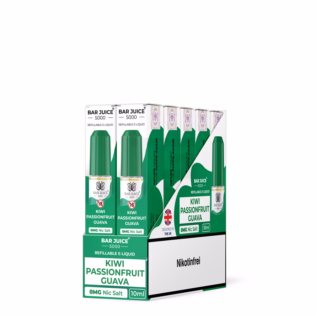 Bar Juice - 5000 - Kiwi Passion Fruit Guava | Inhalt : 10ml | Nikotinsalz-Stärke : 0mg | Paketgröße : 1er Packung