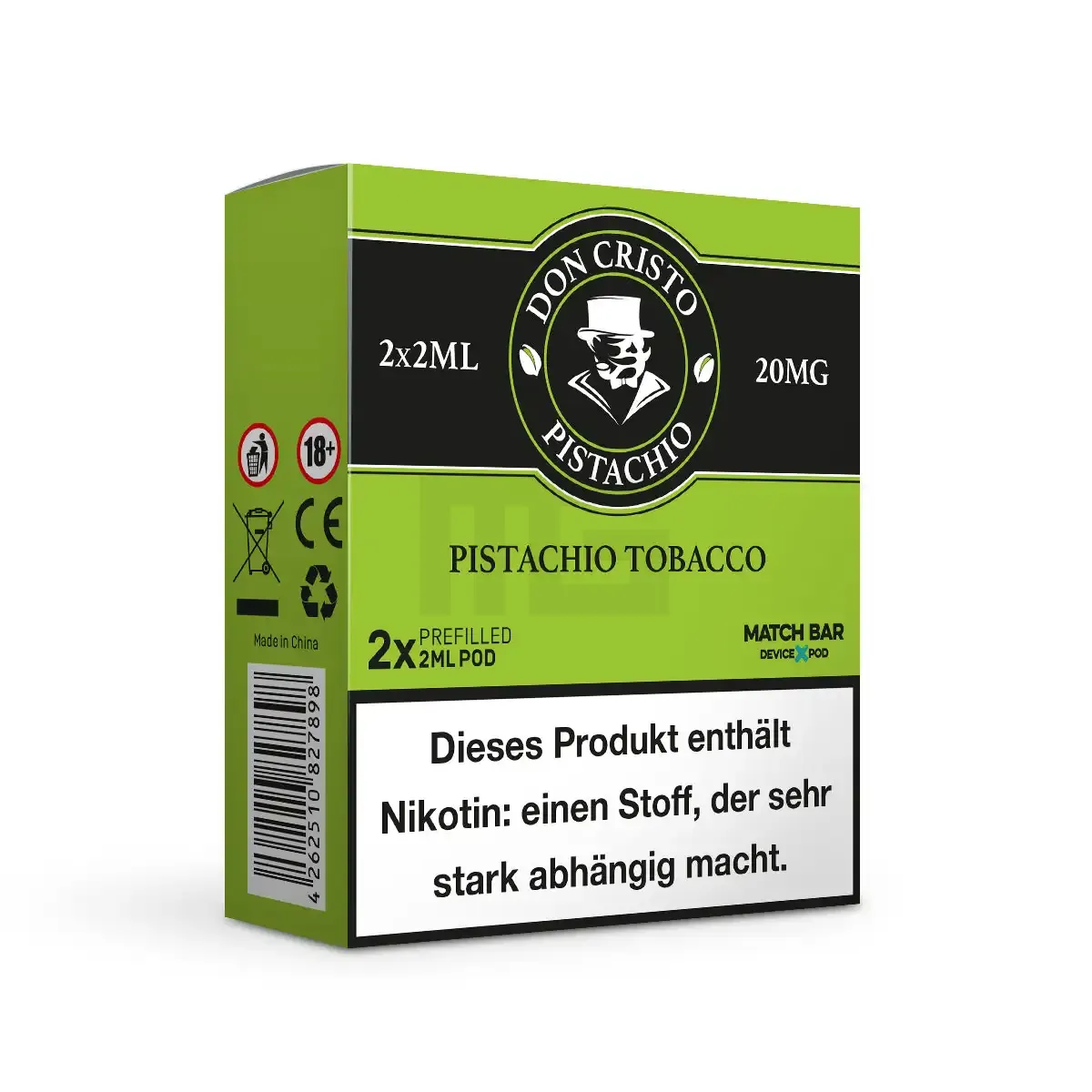 Don Cristo - Prefilled Pods - Pistachio Tobacco | Nikotinsalz-Stärke : 20mg | Paketgröße : 1er Packung
