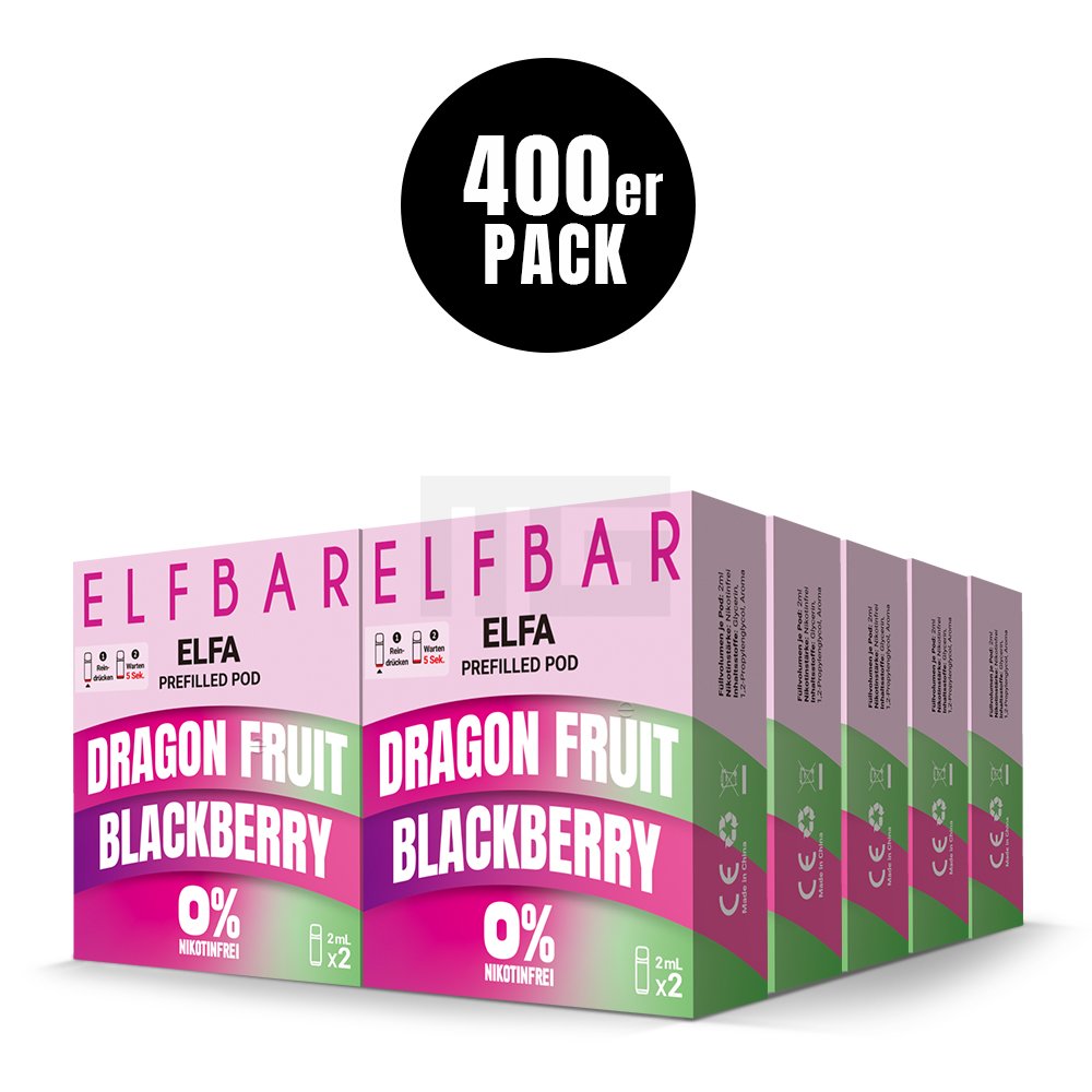 Elfbar - ELFA - Prefilled Pod - 2ml - 2er Pack - Nikotinfrei - Dragon Fruit Blackberry