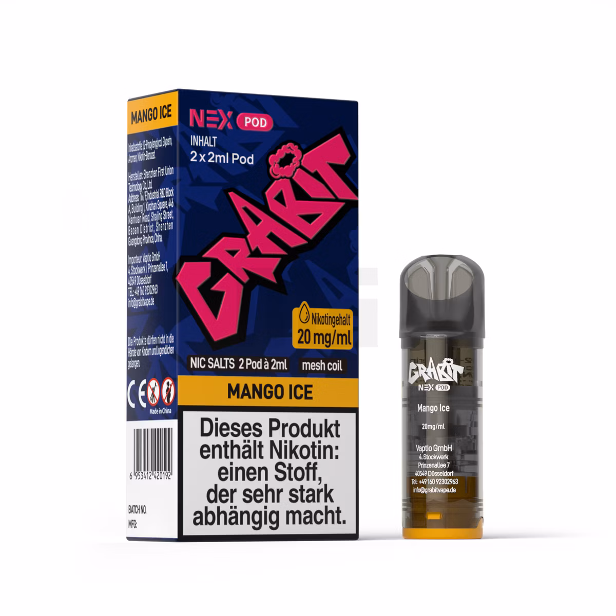 GRABIT - Nex - Prefilled Pod - 2ml - 2er Pack - Mango Ice