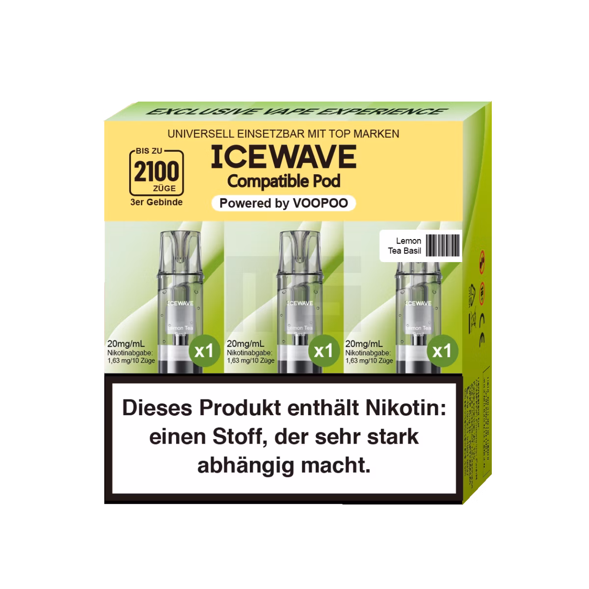 ICEWAVE - Prefilled Pod - 2ml - 3er Pack - Lemon Tea Basil
