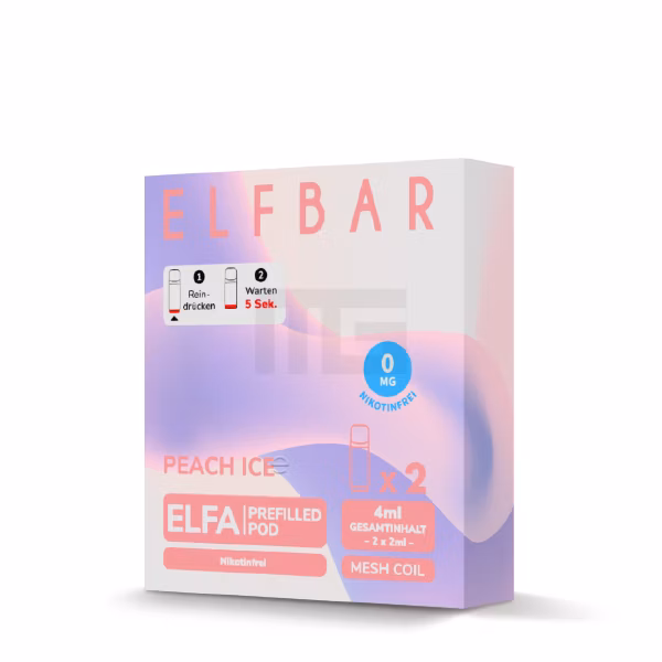 Elfbar - ELFA - Prefilled Pod - 2ml - 2er Pack - Nikotinfrei - Peach Ice