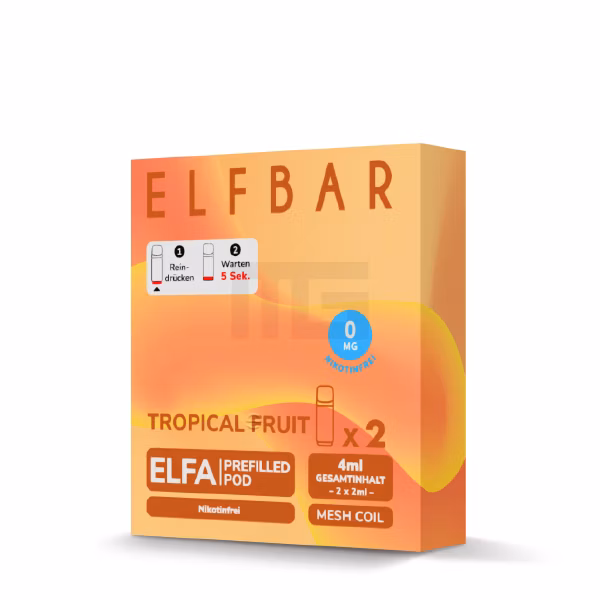 Elfbar - ELFA - Prefilled Pod - 2ml - 2er Pack - Nikotinfrei - Tropical Fruit