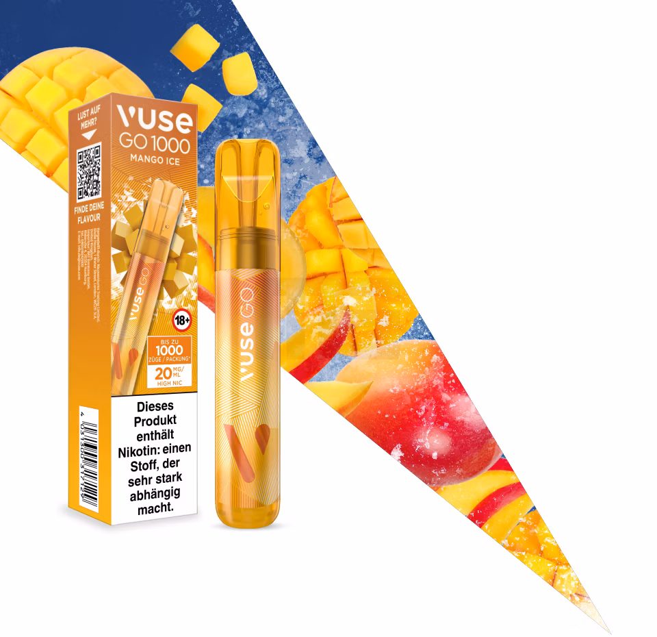 Vuse - Go 1000 - Einweg E-Zigarette - Mango Ice | Nikotinsalz-Stärke : 0mg