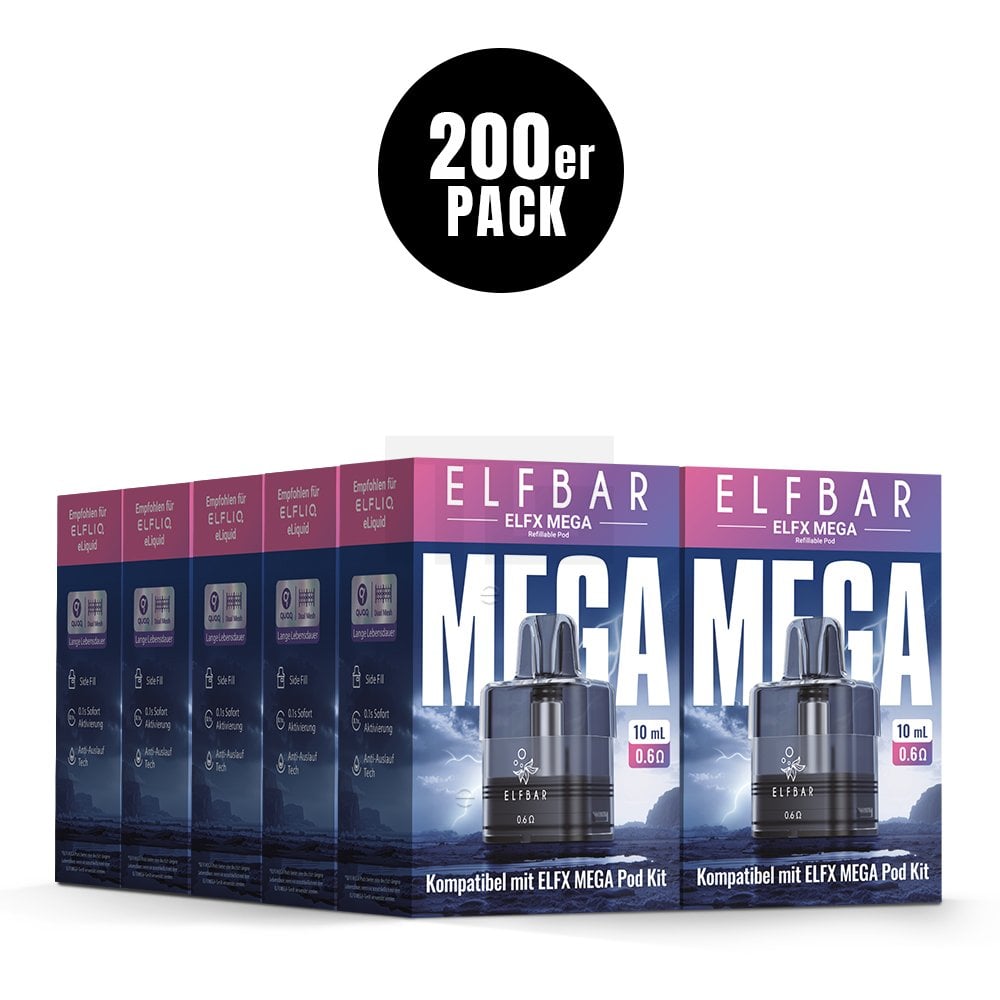 Elfbar - ELFX Mega - Pod Tank Verdampfer - Tank : 10ml | Widerstand : 0.6 Ohm | Paketgröße : 1er Packung