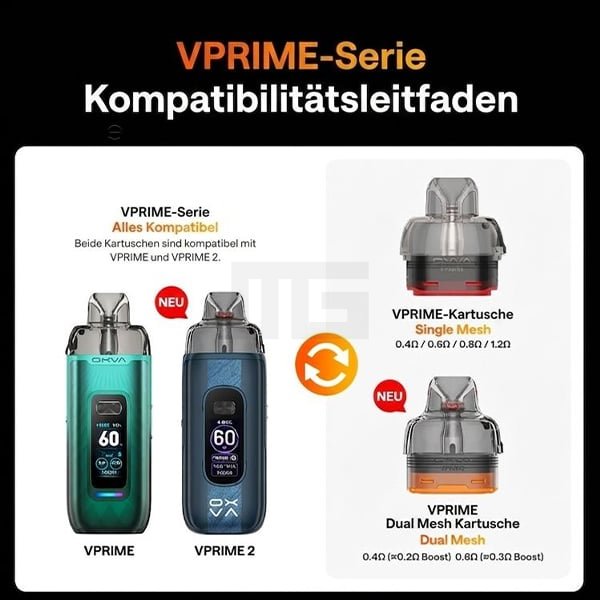 OXVA VPRIME Dual Meshed Pod Tank Verdampfer 0.3/0.6 Ohm 6ml 2er Paket
