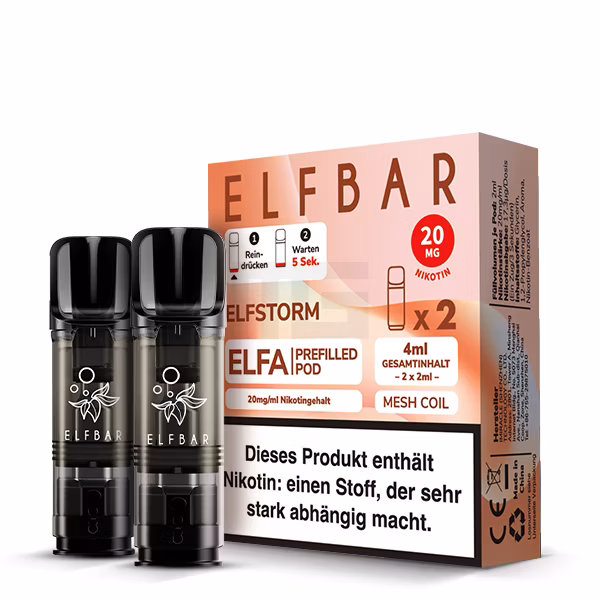 Elfbar - ELFA - Prefilled Pod - 2ml - 2er Pack - Elfstorm Elfbar - ELFA - Prefilled Pod - 2ml - 2er Pack - Elfstorm