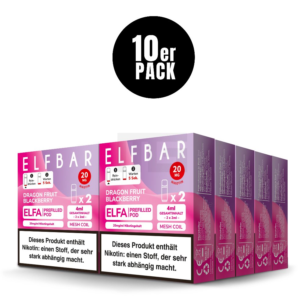 Elfbar - ELFA - Prefilled Pod - 2ml - 2er Pack - Dragon Fruit Blackberry