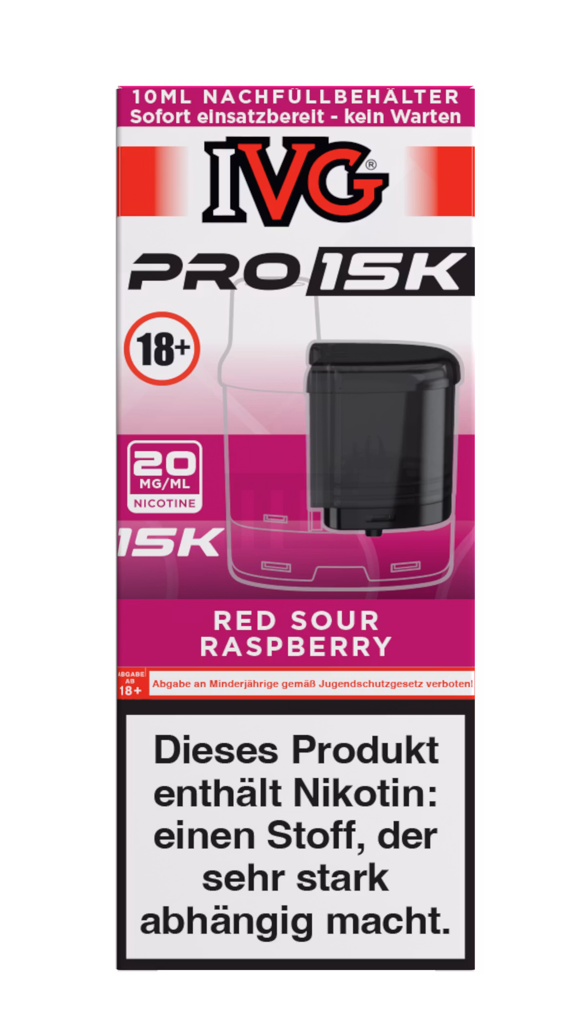 IVG - Pro 15K - 10ml Pod Nachfüllbehälter - Red Sour Raspberry - 20mg