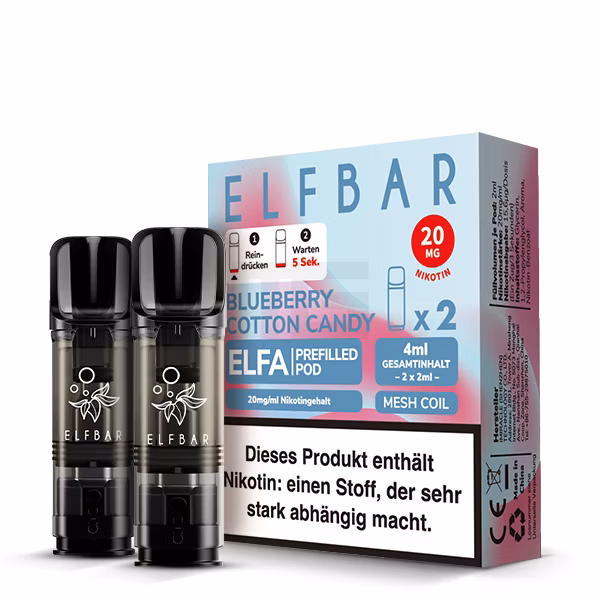 Elfbar - ELFA - Prefilled Pod - 2ml - 2er Pack - Blueberry Cotton Candy