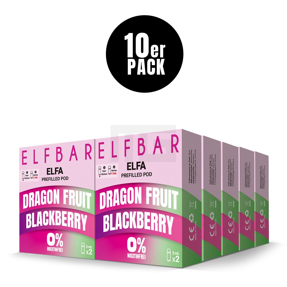 Elfbar - ELFA - Prefilled Pod - 2ml - 2er Pack - Nikotinfrei - Dragon Fruit Blackberry