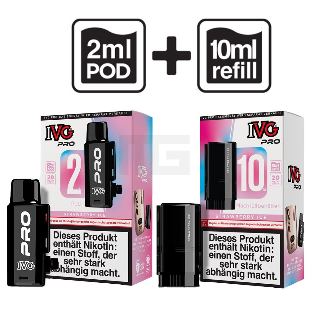 IVG - PRO 12000 - 2ml Pod + 10ml Refill - Strawberry Ice