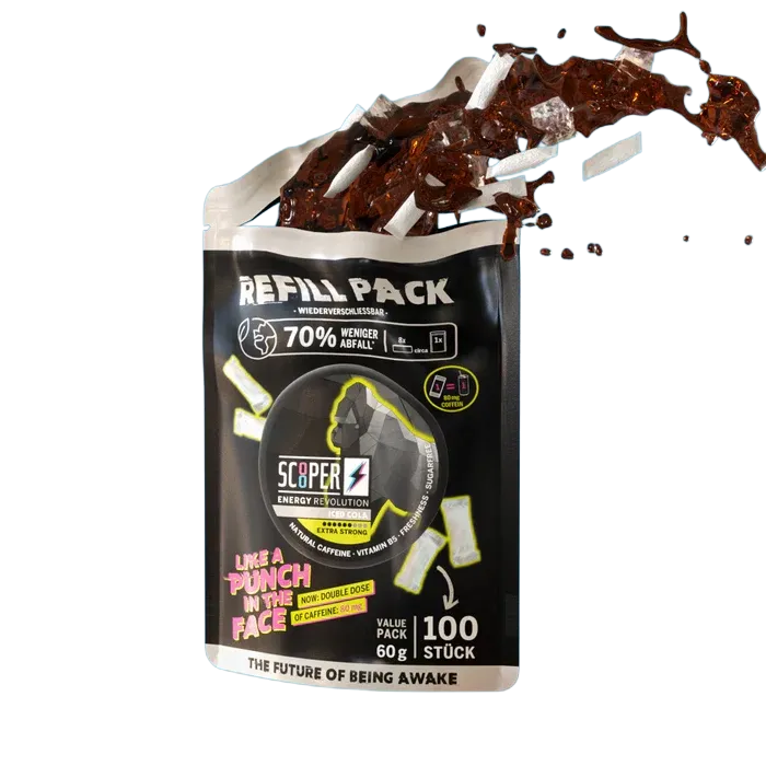 Scooper - Koffein Pouches - Refill Pack - Iced Cola - 80mg - 100 Stück Scooper - Koffein Pouches - Refill Pack - Iced Cola - 80mg - 100 Stück