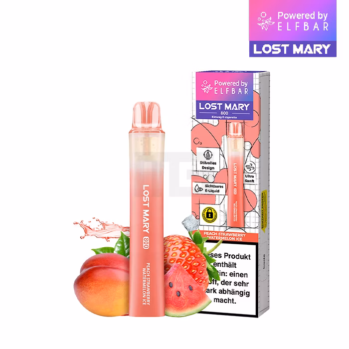 Lost Mary - LM800 - Einweg E-Zigarette - Peach Strawberry Watermelon Ice - 20mg