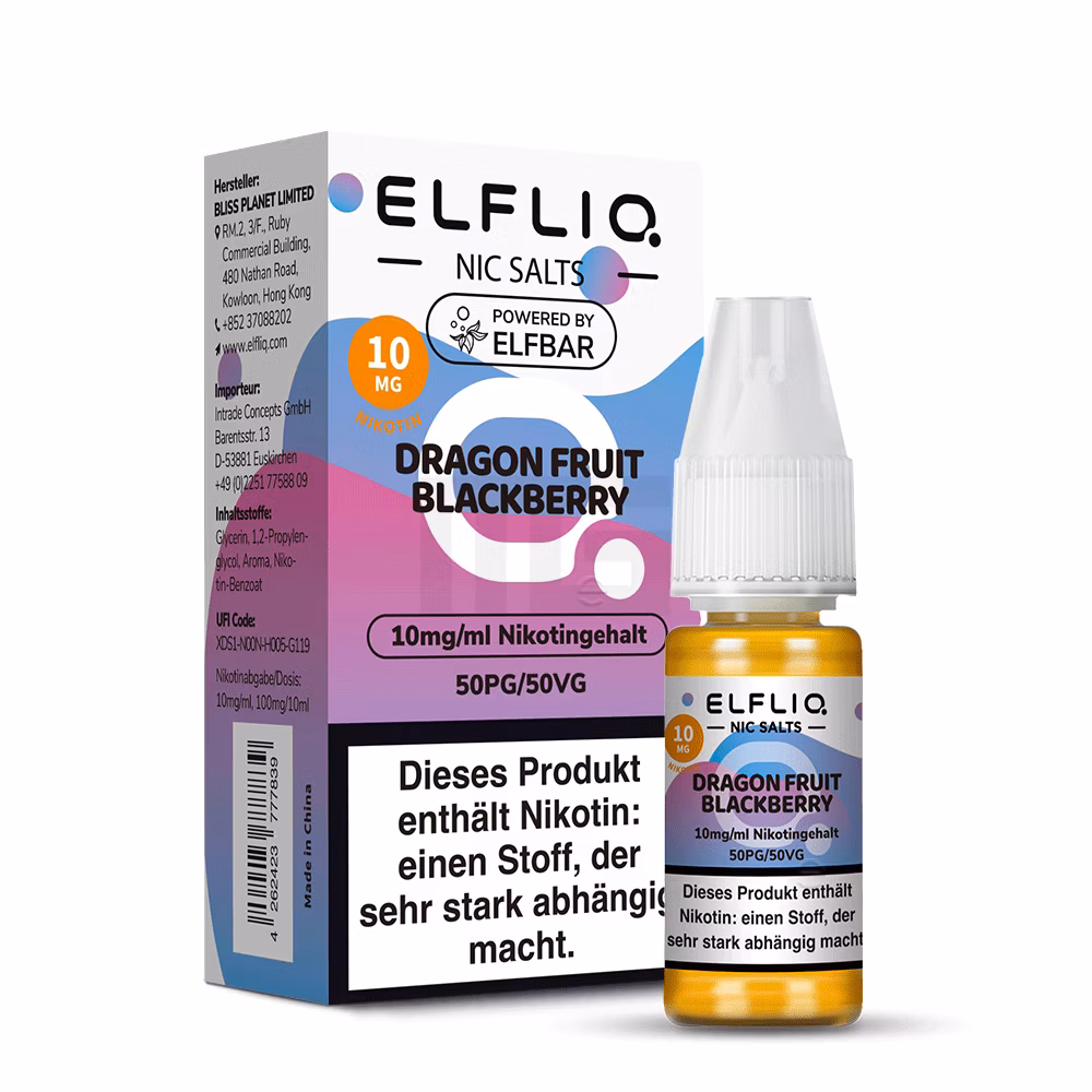Elfbar - ElfLiq - 10ml - Dragon Fruit Blackberry | Nikotinsalz-Stärke : 10mg