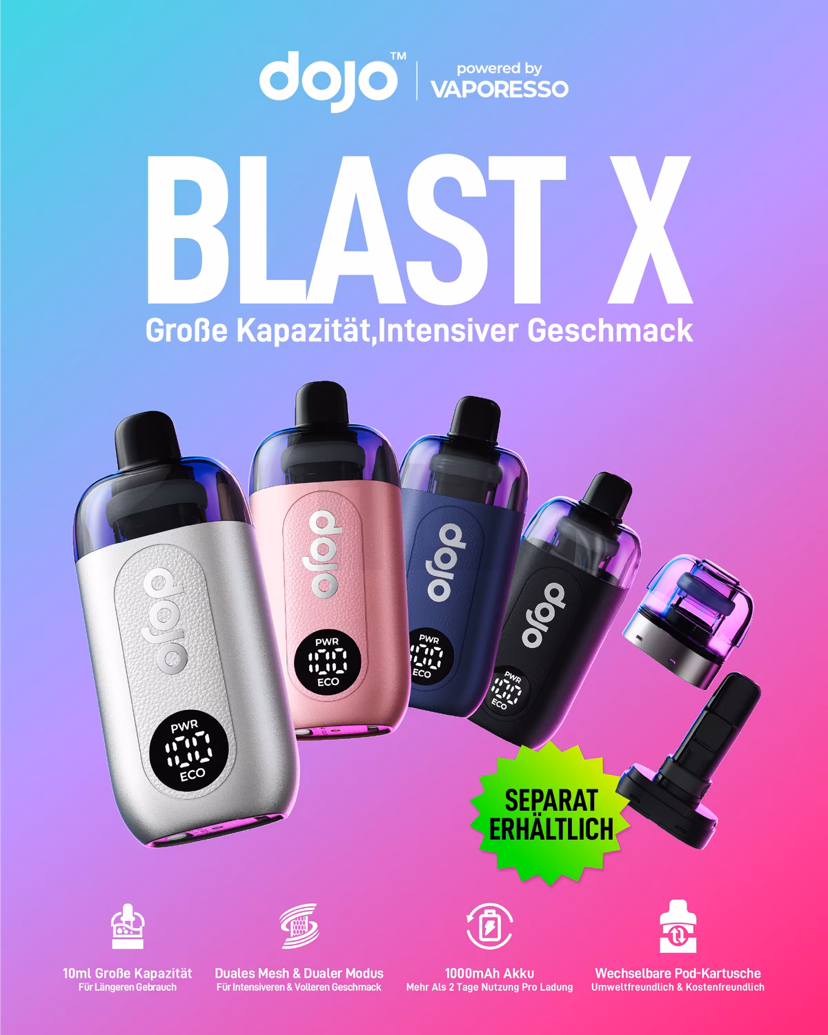 Vaporesso - Dojo Blast X - Pod Nachfüllbehälter - Lemon Lime - 20mg Vaporesso - Dojo Blast X - Pod Nachfüllbehälter - Lemon Lime - 20mg