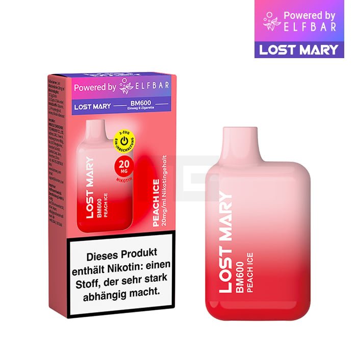 Lost Mary - BM600 - Einweg E-Zigarette - Peach Ice - 20mg - 1er Packung Lost Mary - BM600 - Einweg E-Zigarette - Peach Ice - 20mg - 1er Packung