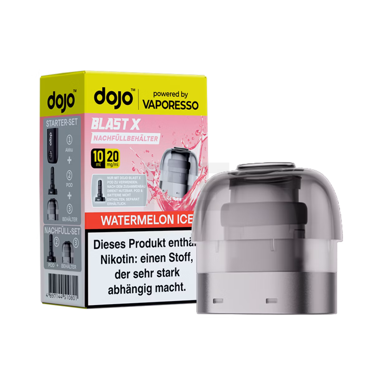 Vaporesso - Dojo Blast X - 10ml Pod Nachfüllbehälter - Watermelon Ice - 20mg