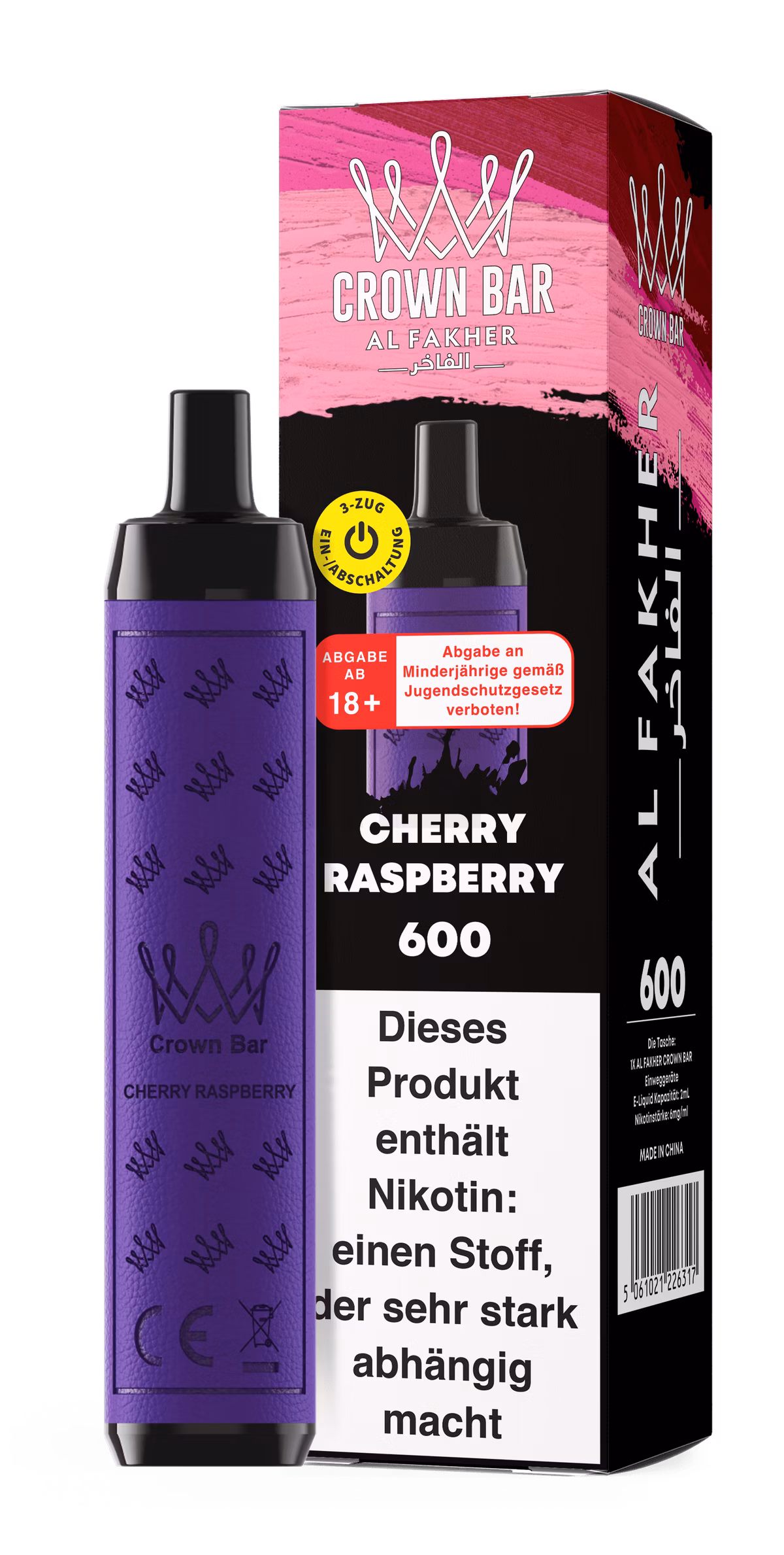 Al Fakher - Crown Bar - Einweg E-Zigarette - 2ml - 20mg - CP - Cherry Raspberry