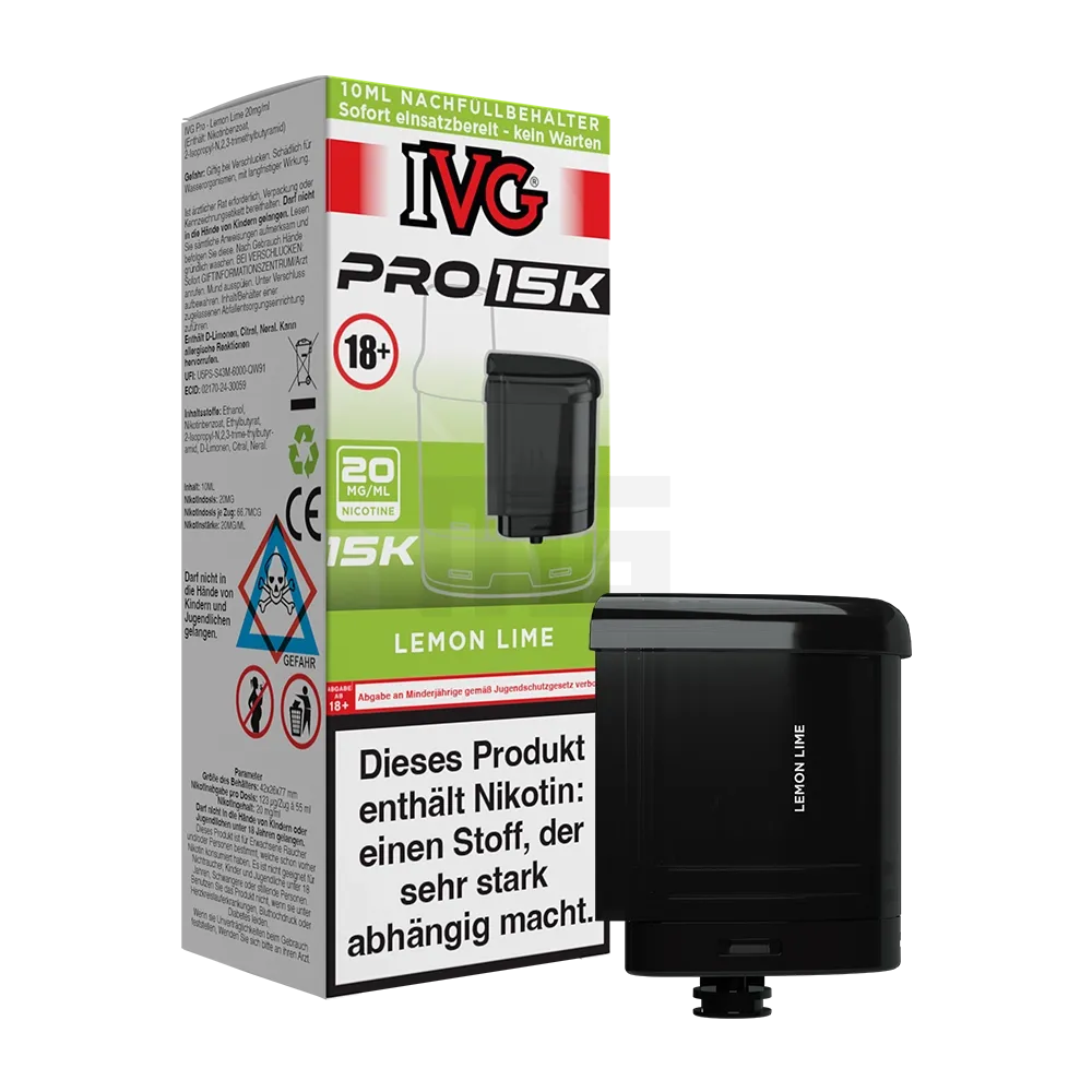 IVG - Pro 15K - 10ml Pod Nachfüllbehälter - Lemon Lime - 20mg