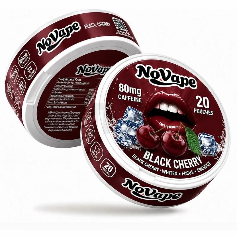 NoVape - Koffein Pouches - Black Cherry - 80mg - 20 Stück NoVape - Koffein Pouches - Black Cherry - 80mg - 20 Stück