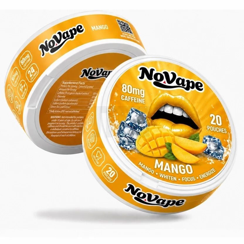 NoVape - Koffein Pouches - Mango - 80mg - 20 Stück NoVape - Koffein Pouches - Mango - 80mg - 20 Stück