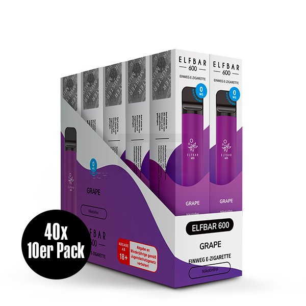 Nikotinfrei - Elfbar - 600 Einweg E-Zigarette - Grape - 0mg