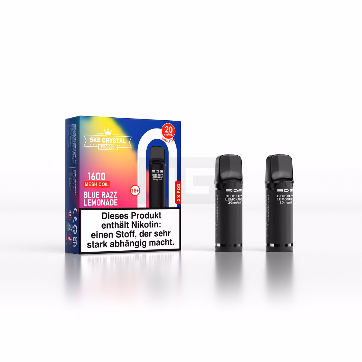SKE - Crystal 800 Pro - Prefilled Pod - 20mg - 2er Paket - Blue Razz Lemonade SKE - Crystal 800 Pro - Prefilled Pod - 20mg - 2er Paket - Blue Razz Lemonade
