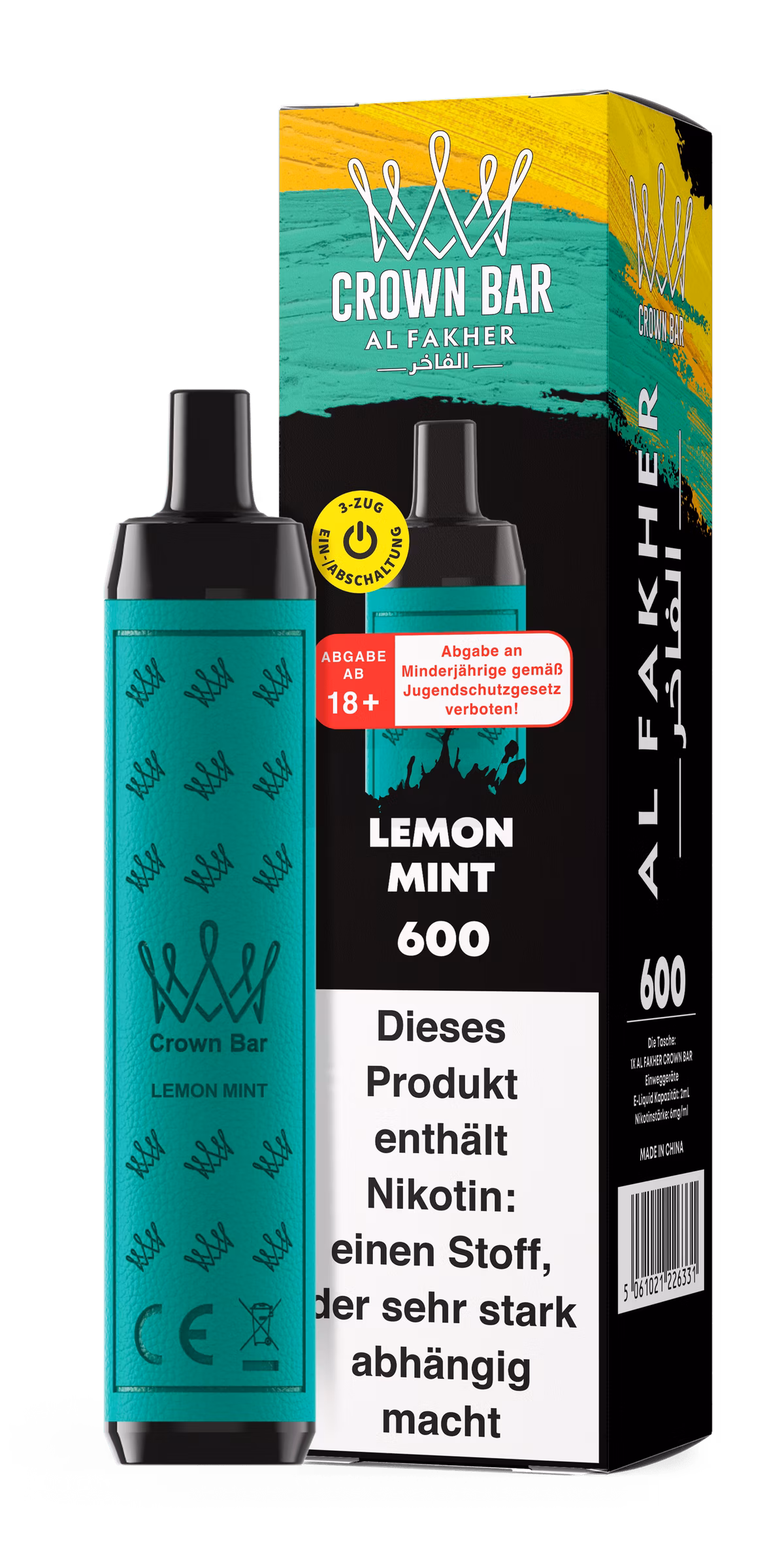 Al Fakher - Crown Bar - Einweg E-Zigarette - 2ml - 20mg - CP - Lemon Mint