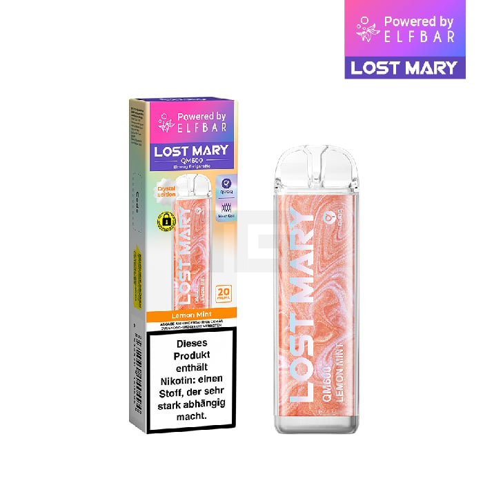 Lost Mary - QM600 - Einweg E-Zigarette - Lemon Mint | Nikotinsalz-Stärke : 20mg | Paketgröße : 1er Packung Lost Mary - QM600 - Einweg E-Zigarette - Lemon Mint | Nikotinsalz-Stärke : 20mg | Paketgröße : 1er Packung