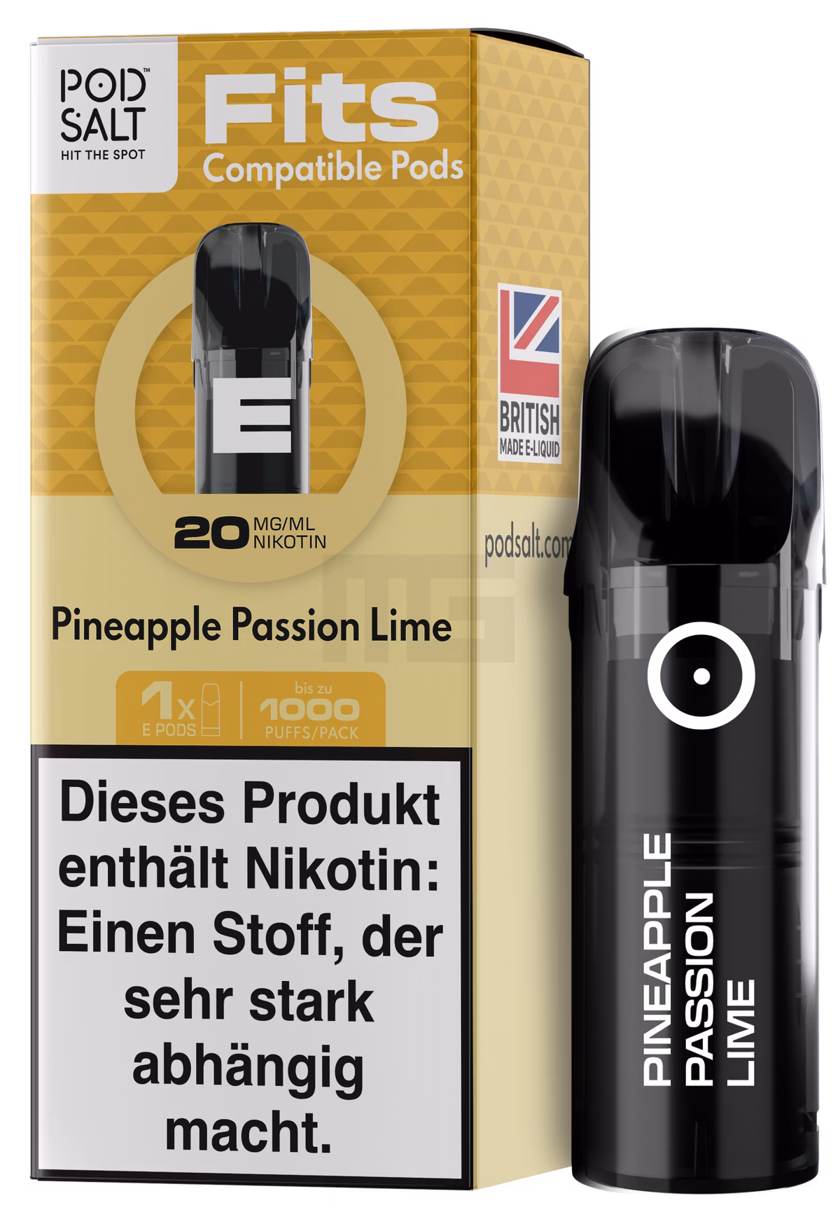 Pod Salt - Fits - Prefilled Pod - Pineapple Passion Lime - 20mg - 2ml - 3er Pack