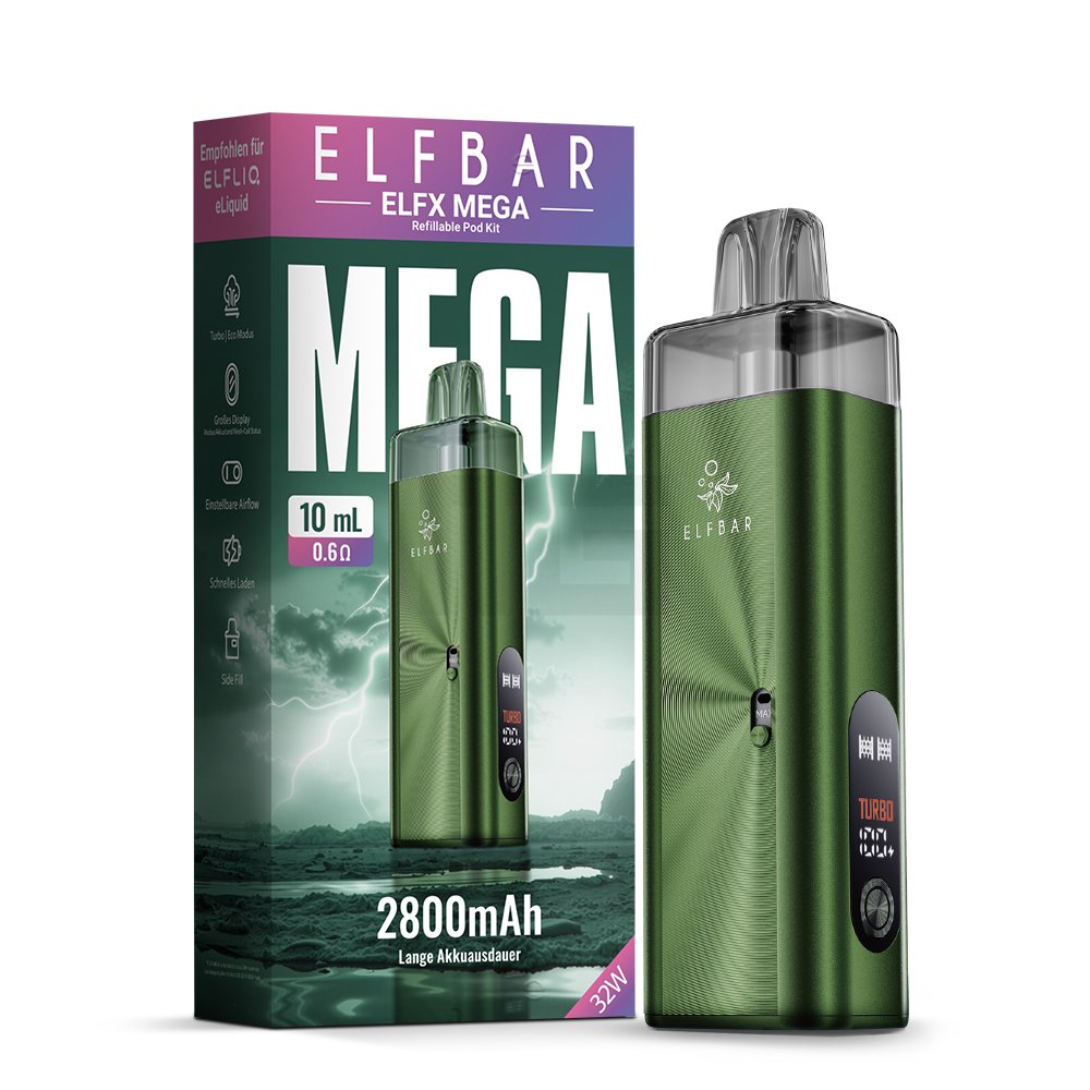 Elfbar - ELFX Mega - Basisgerät - Green | Paketgröße : 1er Packung Elfbar - ELFX Mega - Basisgerät - Green | Paketgröße : 1er Packung