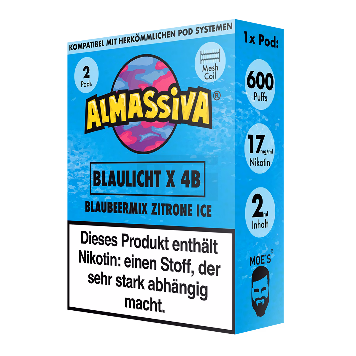 Al Massiva - Prefilled Pod - 2ml - 2er Pack - Blaulicht x 4B