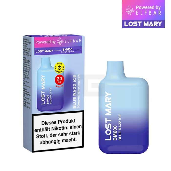 Lost Mary - BM600 - Einweg E-Zigarette - Blue Razz Ice - 20mg - 1er Packung Lost Mary - BM600 - Einweg E-Zigarette - Blue Razz Ice - 20mg - 1er Packung
