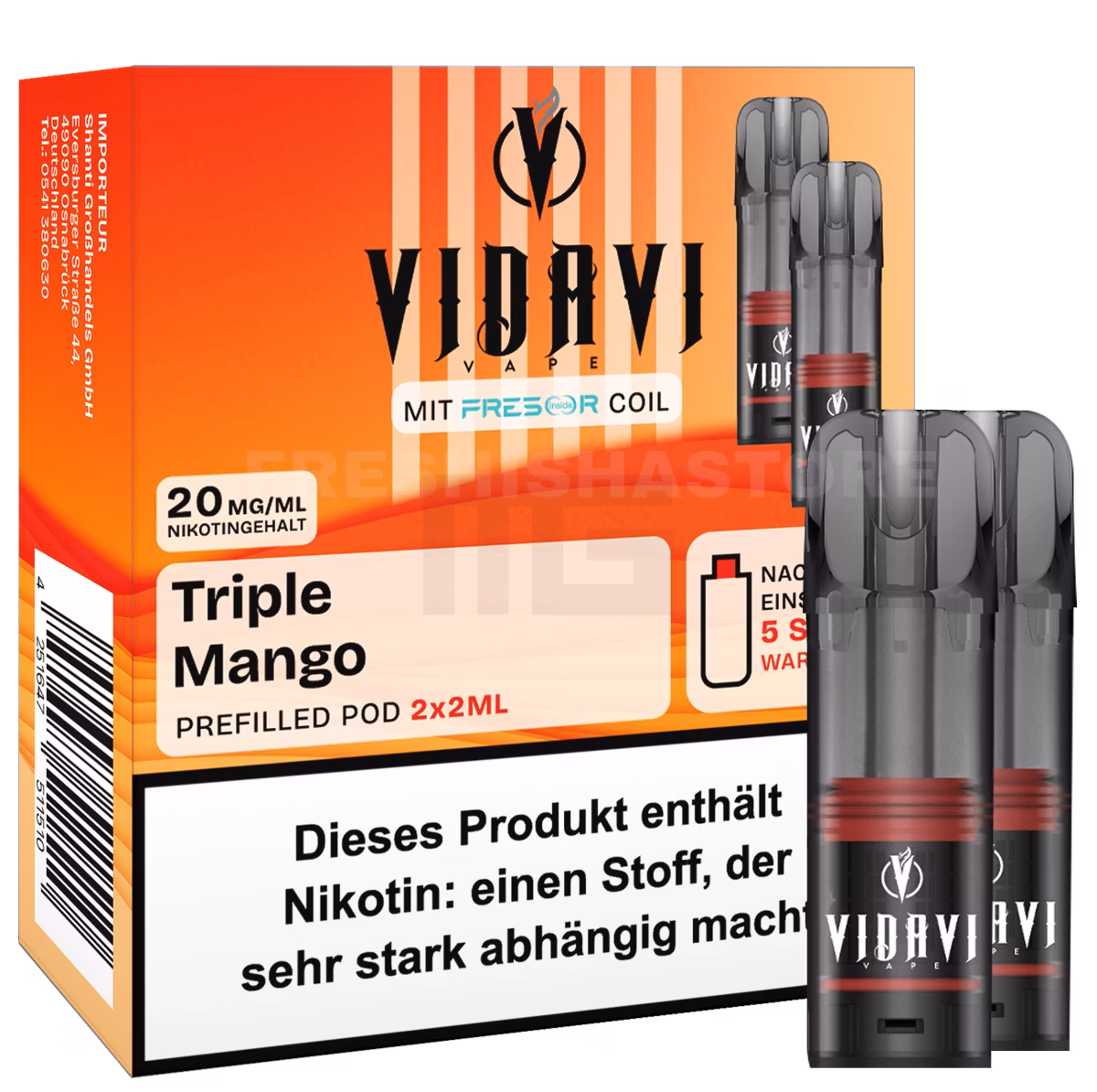 VIDAVI - Prefilled Pod - 2ml - 2er Pack - Triple Mango VIDAVI - Prefilled Pod - 2ml - 2er Pack - Triple Mango