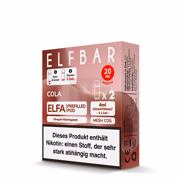Elfbar - ELFA - Prefilled Pod - 2ml - 2er Pack - Cola Elfbar - ELFA - Prefilled Pod - 2ml - 2er Pack - Cola
