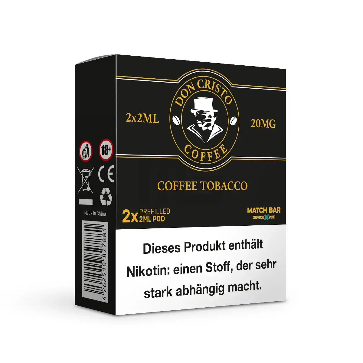 Don Cristo - Prefilled Pods - Coffee Tobacco | Nikotinsalz-Stärke : 20mg | Paketgröße : 1er Packung
