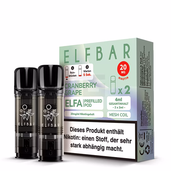 Elfbar - ELFA - Prefilled Pod - 2ml - 2er Pack - Cranberry Grape Elfbar - ELFA - Prefilled Pod - 2ml - 2er Pack - Cranberry Grape