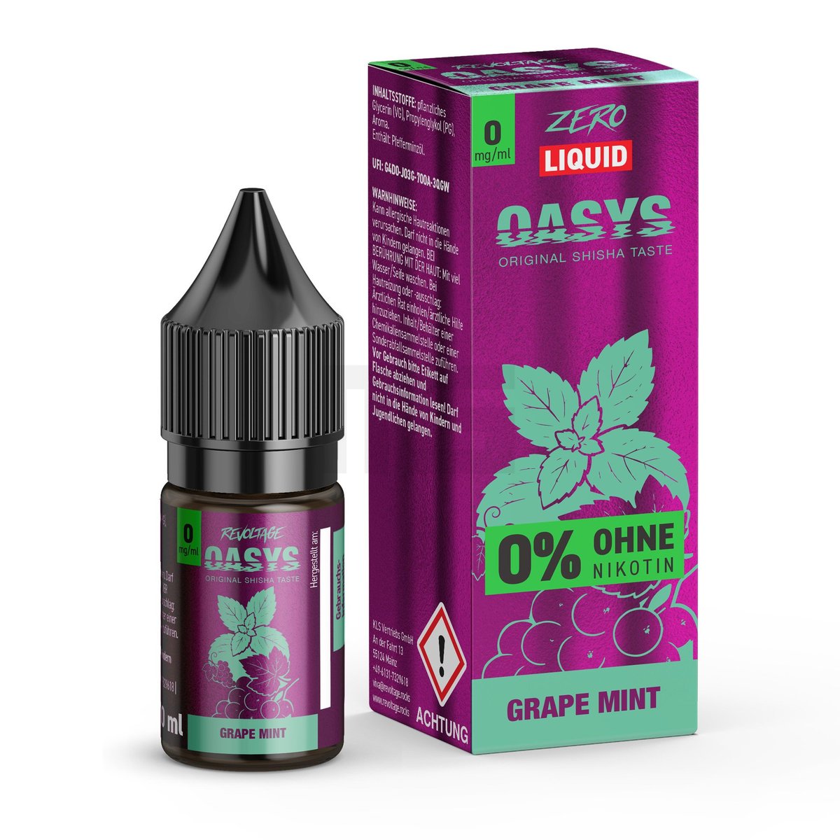 Oasys - Nikotinsalz Liquids - 10ml - Grape Mint - 0mg