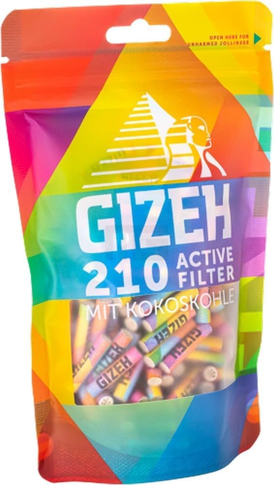 Gizeh - Aktivkohlefilter - Rainbow - Ø 6 mm - 210 Stück