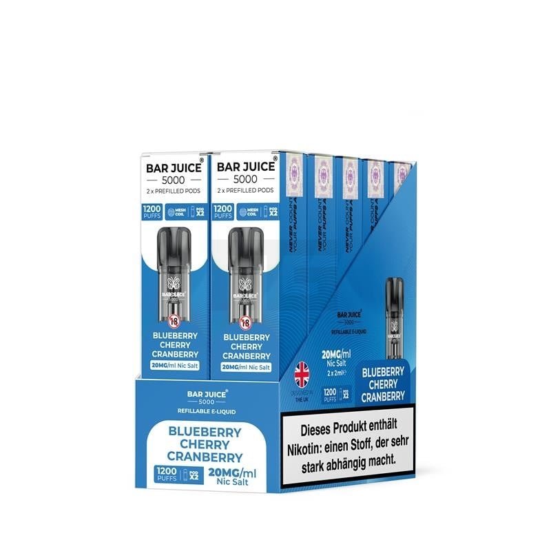 Bar Juice - Prefilled Pods - 2ml - 2er Paket - Blueberry Cherry Cranberry | Nikotinsalz-Stärke : 20mg