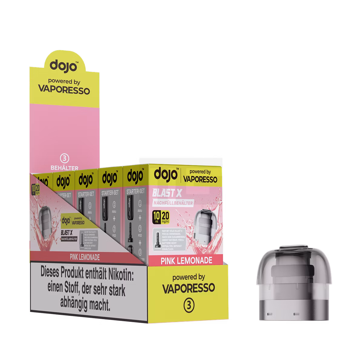 Vaporesso - Dojo Blast X - 10ml Pod Nachfüllbehälter - Pink Lemonade - 20mg Vape, E-Zigarette, Nikotinsystem, Starter-Set, Pink Lemonade