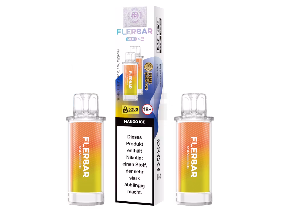 Flerbar - Prefilled Pod - 2ml - 2er Pack - Mango Ice Flerbar - Prefilled Pod - 2ml - 2er Pack - Mango Ice
