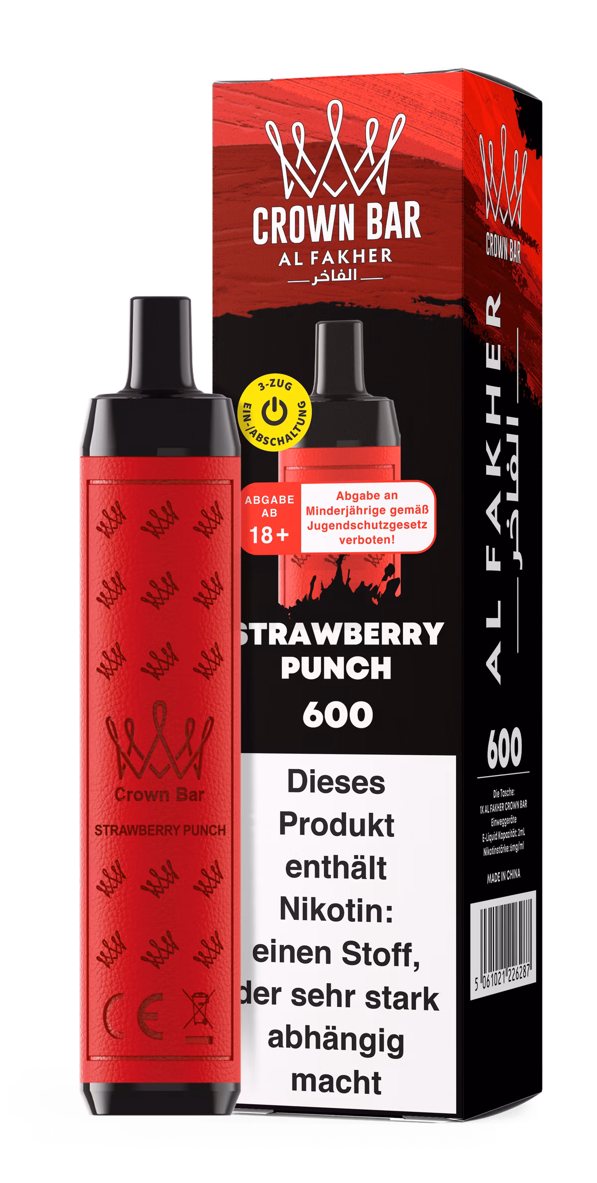 Al Fakher - Crown Bar - Einweg E-Zigarette - 2ml - 20mg - CP - Strawberry Punch Al Fakher - Crown Bar - Einweg E-Zigarette - 2ml - 20mg - CP - Strawberry Punch