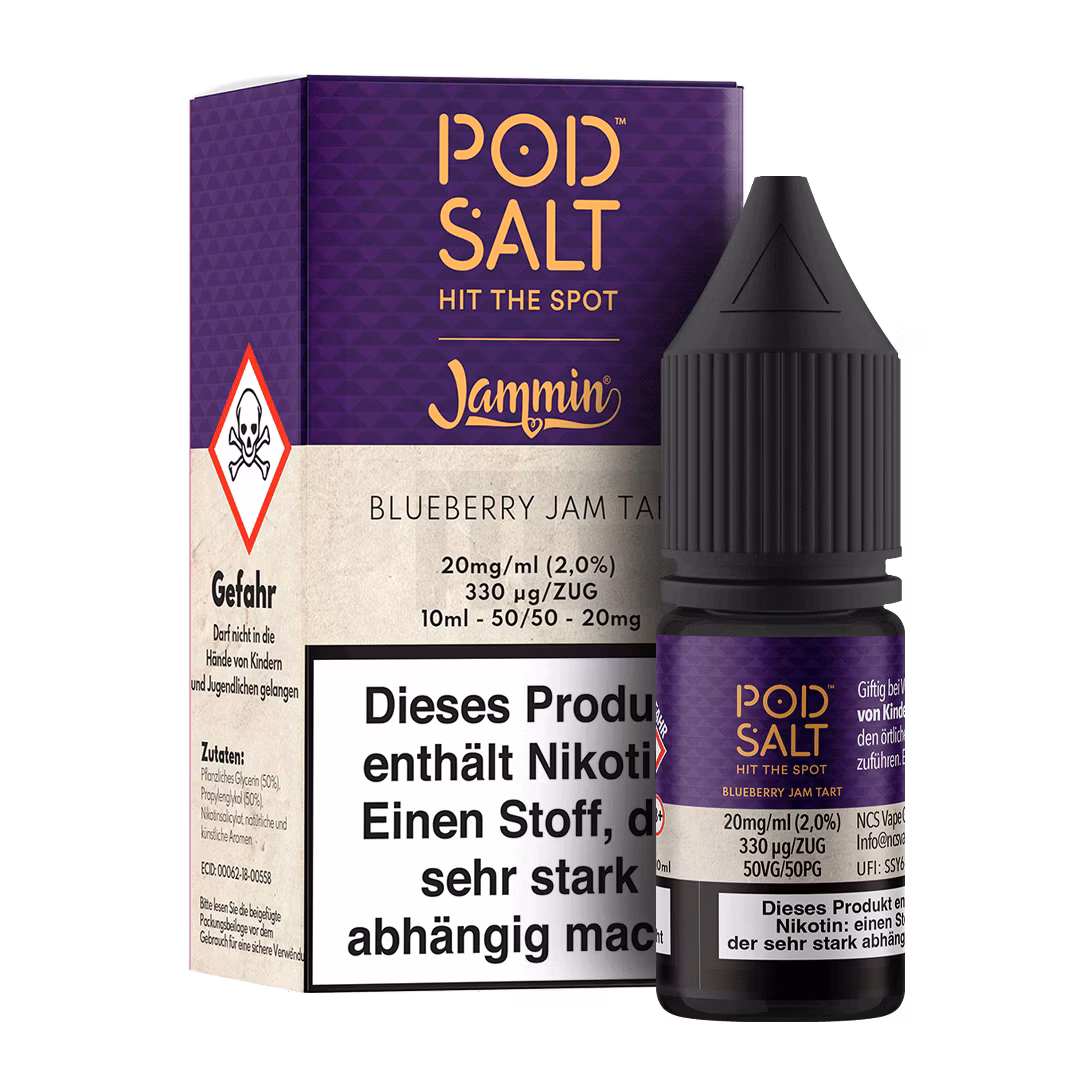 Fusion_BJT_20mg-10ml-BoxBottle Pod Salt - Fusion - Blueberry Jam Tart - Nikotinsalz-Liquid - 10ml - 20mg