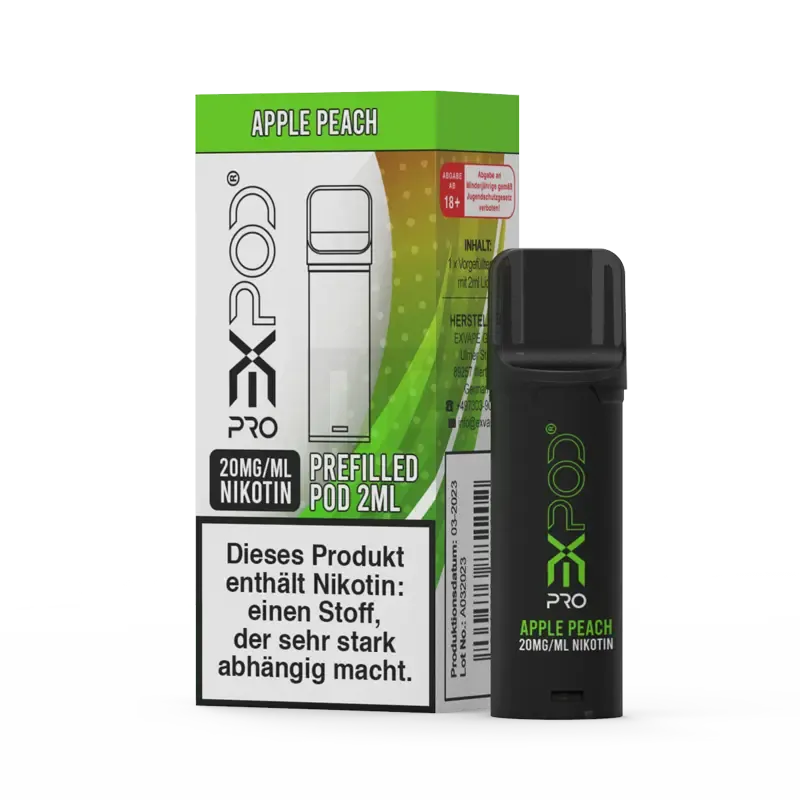 Expod - Pro - Prefilled Pod - Apple Peach | Nikotinsalz-Stärke : 20mg | Paketgröße : 1er Packung Expod - Pro - Prefilled Pod - Apple Peach | Nikotinsalz-Stärke : 20mg | Paketgröße : 1er Packung