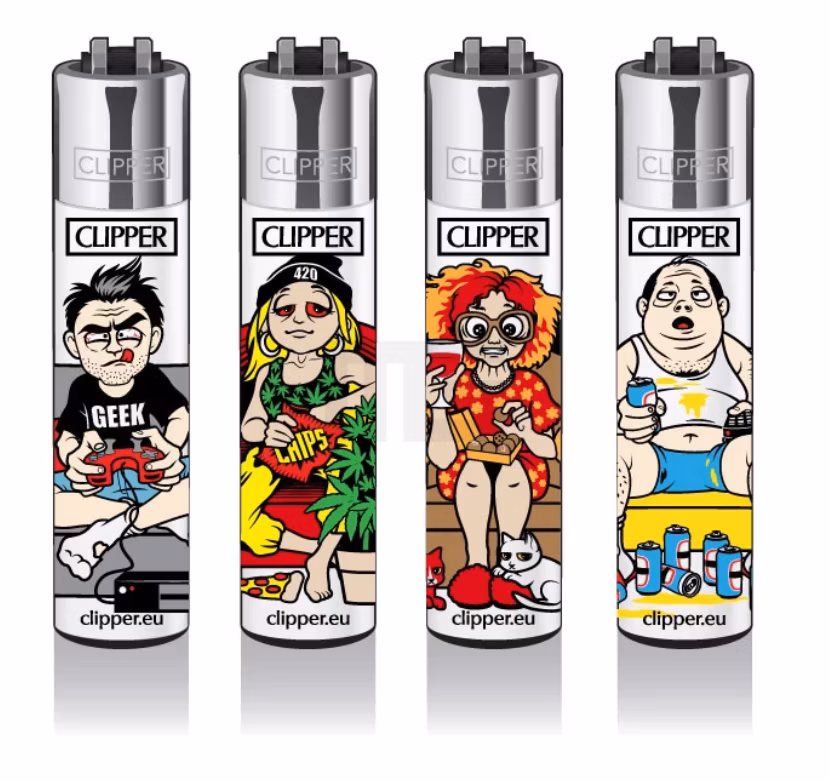 clipper-feuerzeug-couch-potatoes Clipper - Feuerzeug - Couch Potatoes - 4v4 - wiederverwendbar